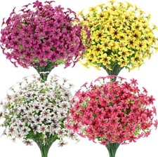16 Bundles Artificial Flowers for Outdoors, UV Resistant Fake Flowers