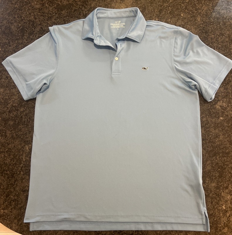 Vineyard Vines Performance Golf Polo - Light Blue Size Large - Excellent 