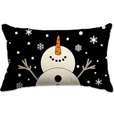 Christmas Pillow Covers 12x20 Snowman Snowflake Merry Christmas Holiday B-87