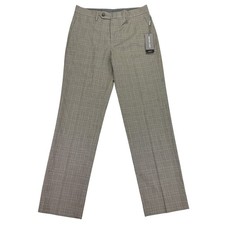 Michael Kors Mens Marvin Classic Fit Plaid Stretch Dress Pants Tan Brown 30x30