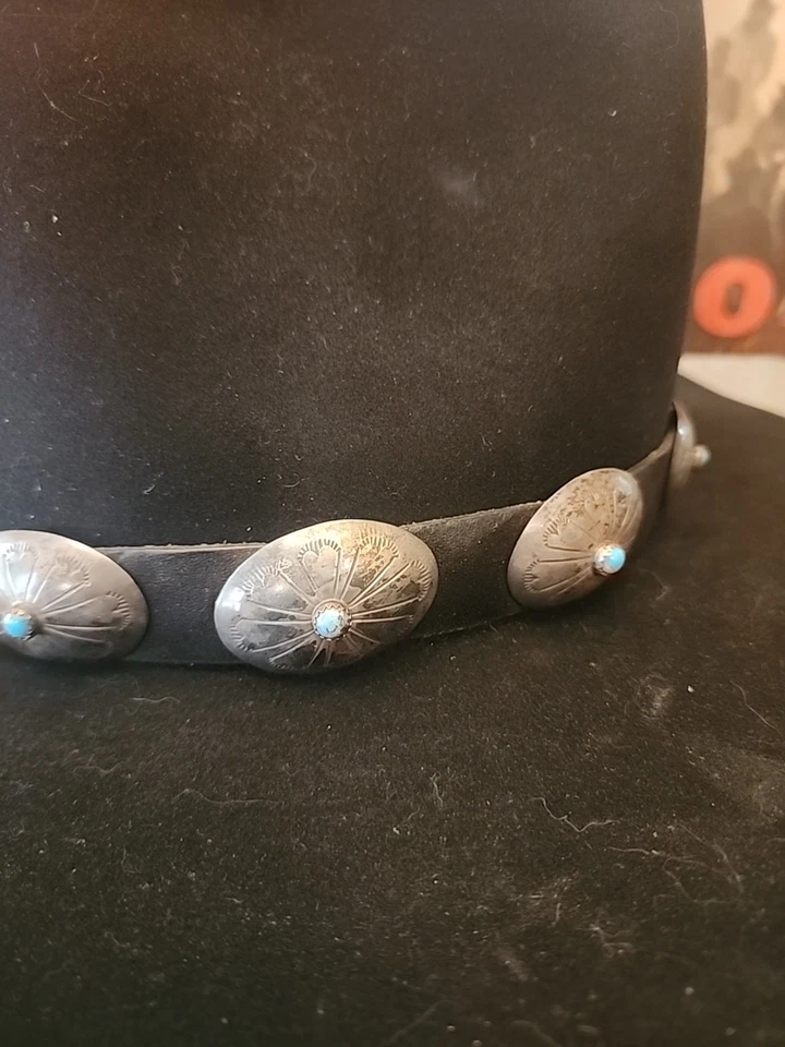 VINTAGE BEAVER BRAND HAT RARE 100% PURE BEVER FUR! TURQUOISE & SILVER BAND - Image 2 of 4