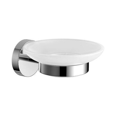 Seifenschalenhalter Wandmontage Bad Accessoire Modern Rund Chrom Weiß Glas