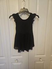 Girls  Ballet Dance Leotards with Flutter Sleeve Sheer Skirt Size UK 130 US 7/8