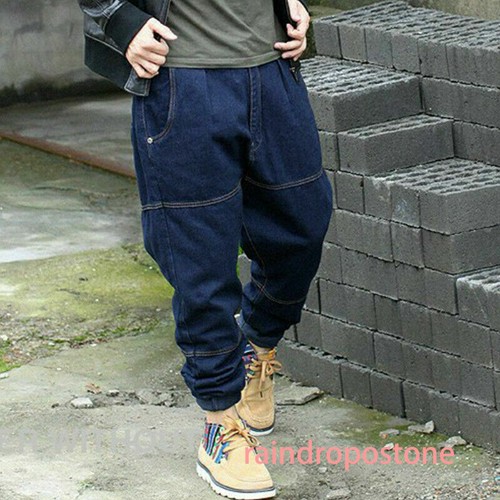 Neu Herren Drop Crotch Harem Denim Hose Pants Jeans Locker Baggy Hippie Freizeit - Bild 3 von 11