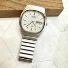 Vintage Seiko SQ Mens Watch Day Date Steel 7123-5170 Quartz For PARTS