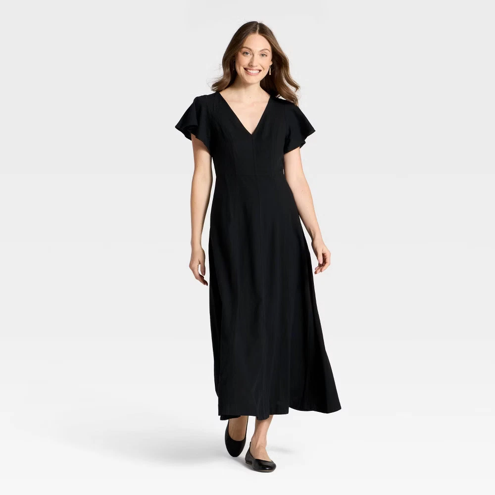 knee length dresses for ladies Valor Black Asymmetric Maxi Dress With Feather Trim – Club L London