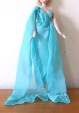 Ashton Drake Mel Odom Gene Blue Goddess Gown in Aqua Blue with Sequins