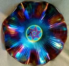 Imperial Carnival Glass Purple Star Of David Bowl "Electric Blue Highlights "