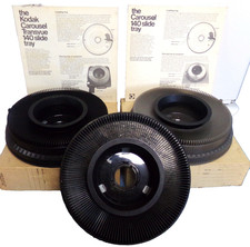 3 VINTAGE KODAK CAMERA  AIREQUIPT 140 SLIDE PHOTO TRAY CAROUSEL IN BOXES