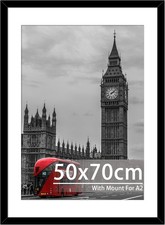 50x70cm Black Frame - Engineered Wood and Plexiglass, Picture Frames 50cm x 70c