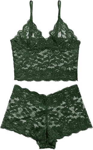 Lilosy Sexy Women Floral Lace Pajamas Lingerie Set High Waist Sheer Medium ~NEW~