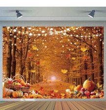 7x5FT Fall Maple Forest Backdrop Thanksgiving Pumpkin Party Photography Decor