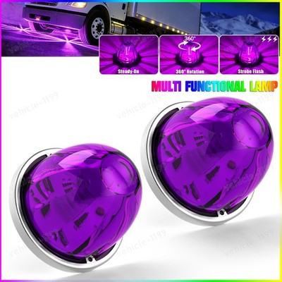 2x Purple LED Watermelon Lights 12V with Steady/ 360° Rotating & Strobe Warning
