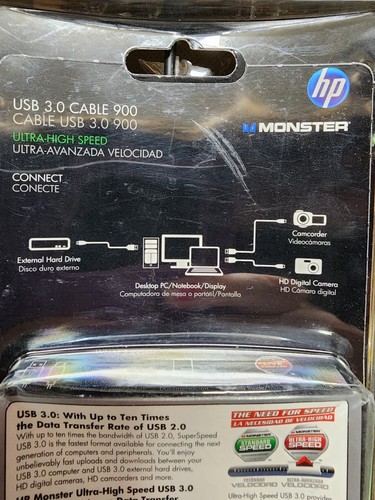 HP Monster Micro USB 3.0 Cable 900 New in Box X 3 Lot - Picture 4 of 5