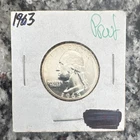1963 Washington Quarter 25C Proof Silver Philadelphia KM#164 0.9 Fine