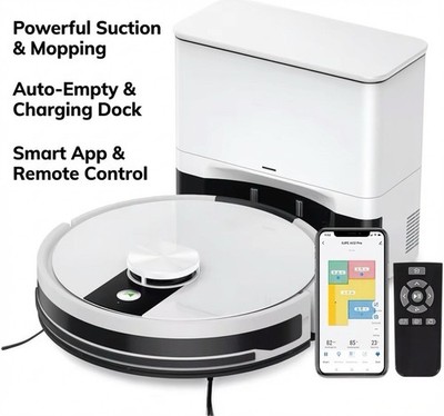 Self Empty Robot Vacuum Mop LiDAR Smart Mapping WiFi App Alexa Cleaner