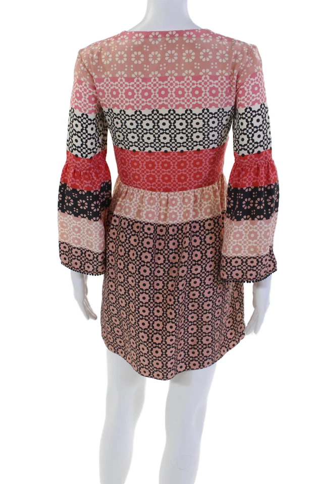 10 Crosby Derek Lam Womens Silk Geometric Print A Line Dress Multi Colored Size - Image 3 of 4