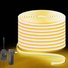 Neon Rope Lights 32.8ft, 3000K Warm White Dimmable LED Strip Lights, 24V Flex...