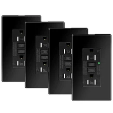 4PK GREENCYCLE GFCI Outlet 15 Amp,15A/125V Duplex Receptacle  with LED Indicator