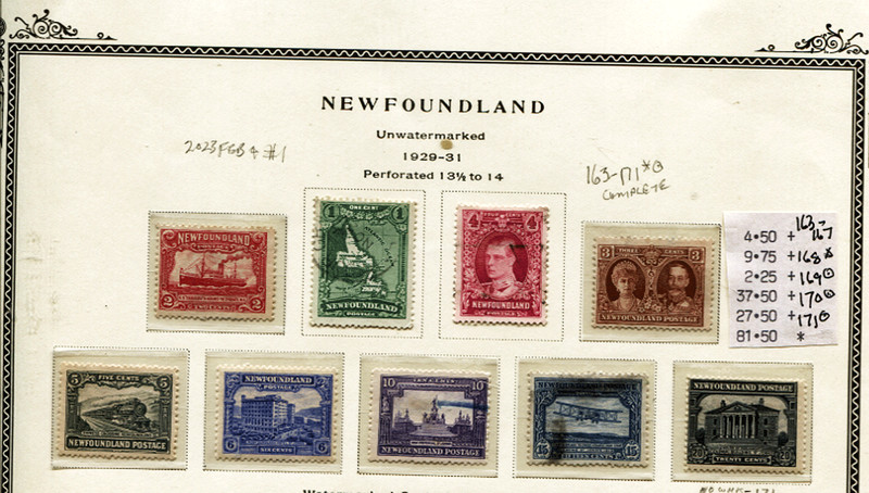 🦋🦋NEWFOUNDLAND-Sc#163-171, mixed full set 1929/31 RE-ENGRAVED Sc$131.50