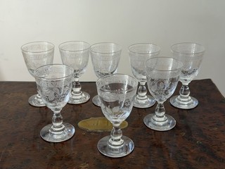 8 Verres À Liqueur Cristal Probablement Baccarat Ancien Ancienne Vintage