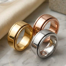 Handmade Spinner Band Ring, Minimalist Fidget Ring, Rotating Anxiety Ring.