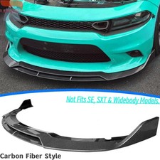 For 15-23 Dodge Charger SRT Carbon Fiber Style Front Bumper Lip Splitter Spoiler