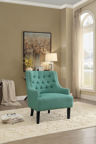 Charisma Fabric Accent Chair, Teal - Picture 2 of 8