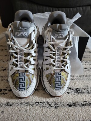 Versace Men\'s Trigreca Barocco Sneakers White 11.5 US (44.5) IT DSU8094 IT NIB Trigreca Sneakers White | VERSACE US main image 4