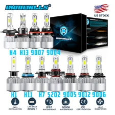 IRONWALLS 2x LED Headlight Bulb High/Low Beam/Fog Light H11 9005 9006 9012 H7 H4