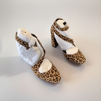 Next Cheetah Leopard Animal Print High Heel Block Schuhe Riemchen UK Größe 8 EUR 42