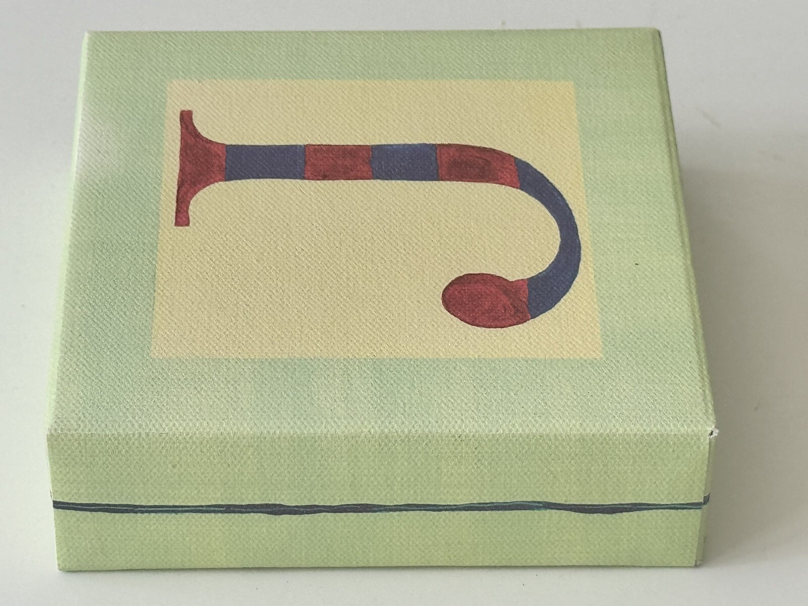 Pottery Barn Kids Letter “J” Canvas on Wood Block 5” x 5” x 1.5” Initial “J”