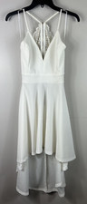 Windsor High Low White Dress Spaghetti Strap Lace Low Cut Front Medium
