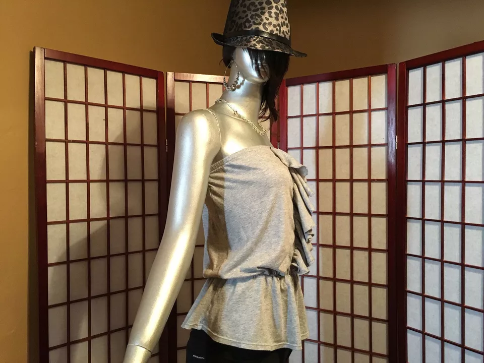 Tee Shop Gray Strapless Tube Top Juniors Apparel Sze XS Cotton Blend Garment - Image 3 of 4