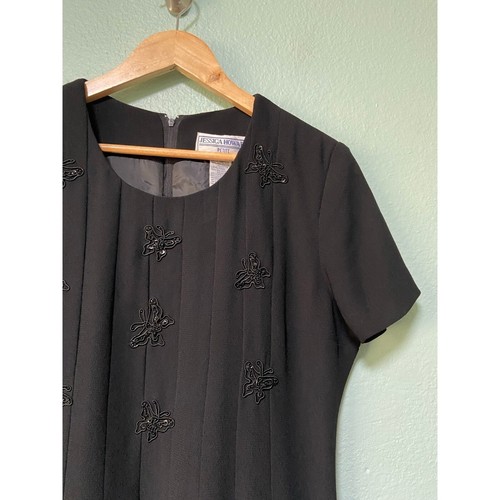 Vintage Jessica Howard Petites Womens Black 90s Y2K Inspired Butterfly Dress 10 - Picture 3 of 9