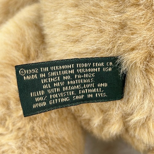 vtg 1992 The Vermont Teddy Bear Company 16" Jointed Beige Plush Stuffed Animal - Picture 7 of 9