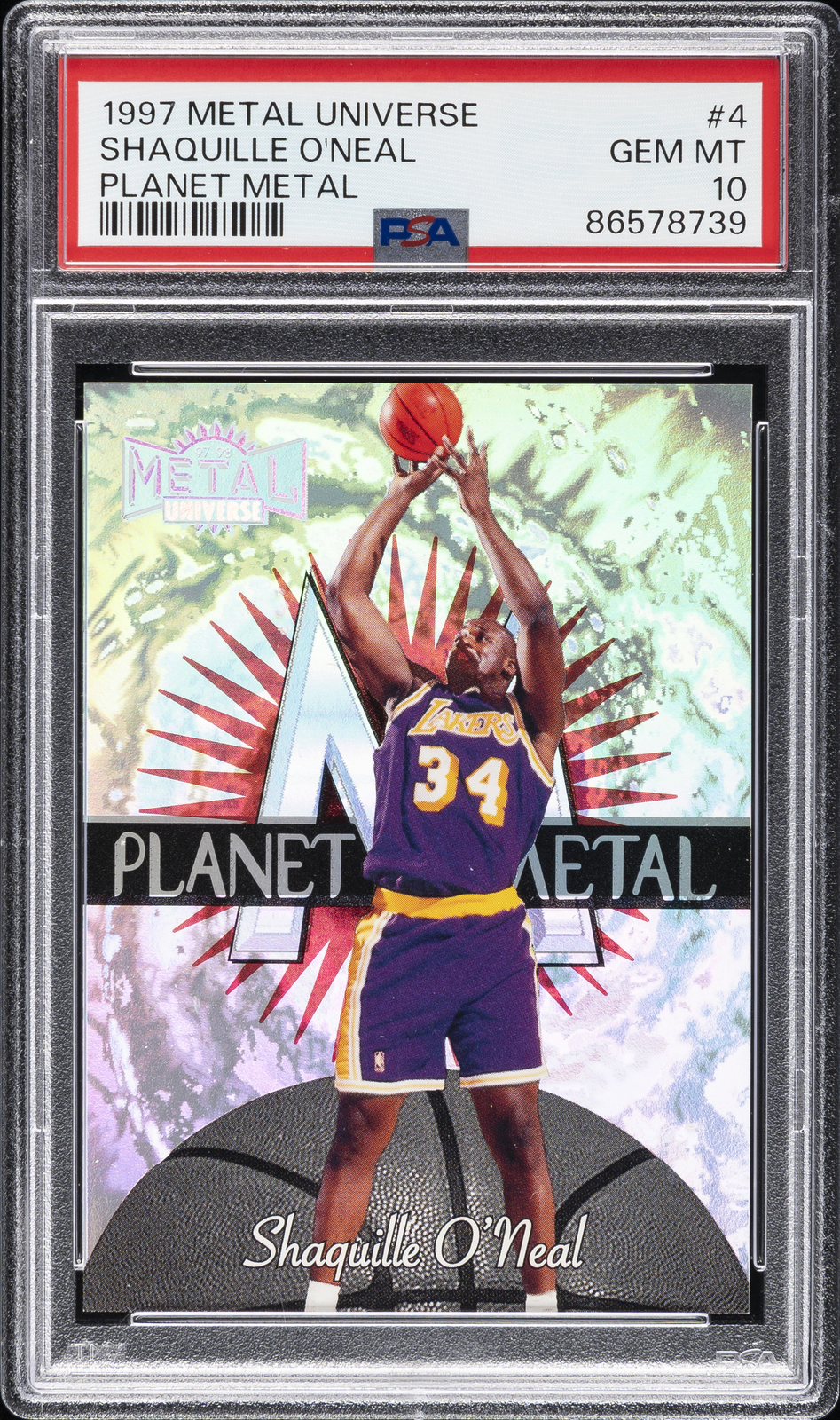 1997 METAL UNIVERSE PLANET METAL #4 SHAQUILLE O'NEAL PSA 10