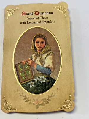 Saint Dymphna Patron of  Emotional Disorders Prayer Card  Medal, New #PCM-011