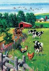 Amish Horse Buggy Covered Bridge Cow Chicken Rooster Geese House Flag 40x28