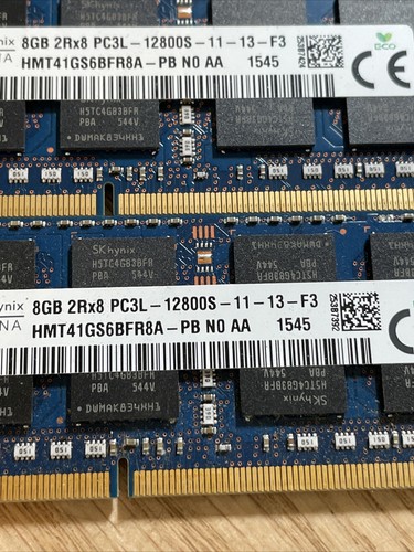 Lot of 2 HMT41GS6BFR8A-PB HYNIX 8GB 2RX8 PC3L-12800S SODIMM MEMORY MODULE - Picture 2 of 3