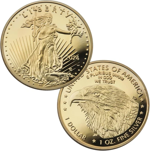 2024 U.S. Eagle the United States Statue of Liberty Gold Plated Coin 1 Oz Uncirc