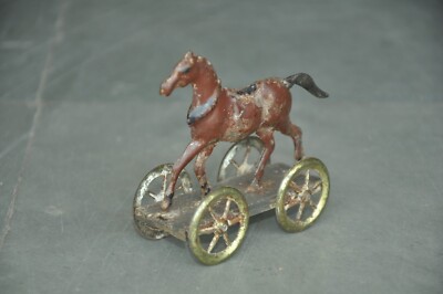 Vintage Fine Embossed Work Horse Litho Tin Figurine , France