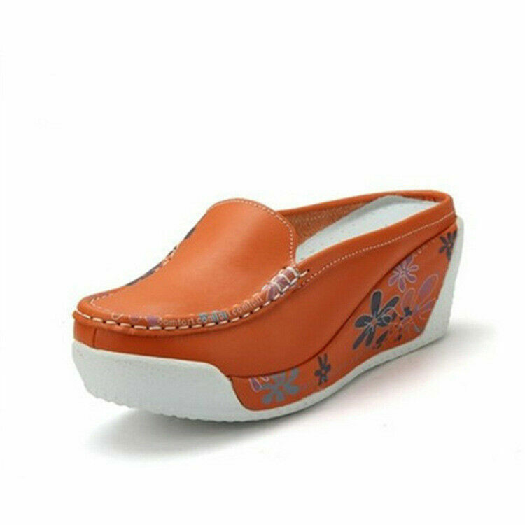 PANTOFOLA D’ORO Baotou mezze pantofole donna tacchi zeppa scarpe pigre pelle sandali donna taglia pigra