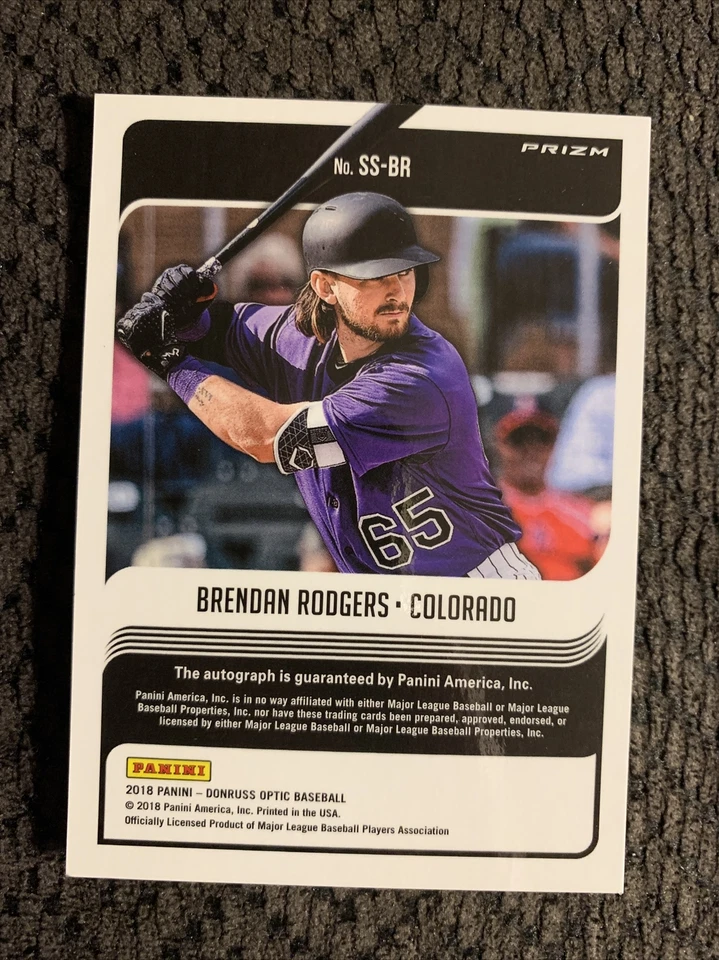 2018 Optic BRENDAN RODGERS #SS-BR Signature Series Auto Silver Prizm Rockies GEM - Image 3 of 3