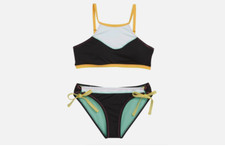 HOBIE Size 10 Big Girl Kids Stitch Perfect Two-Piece Swimsuit Black 5163