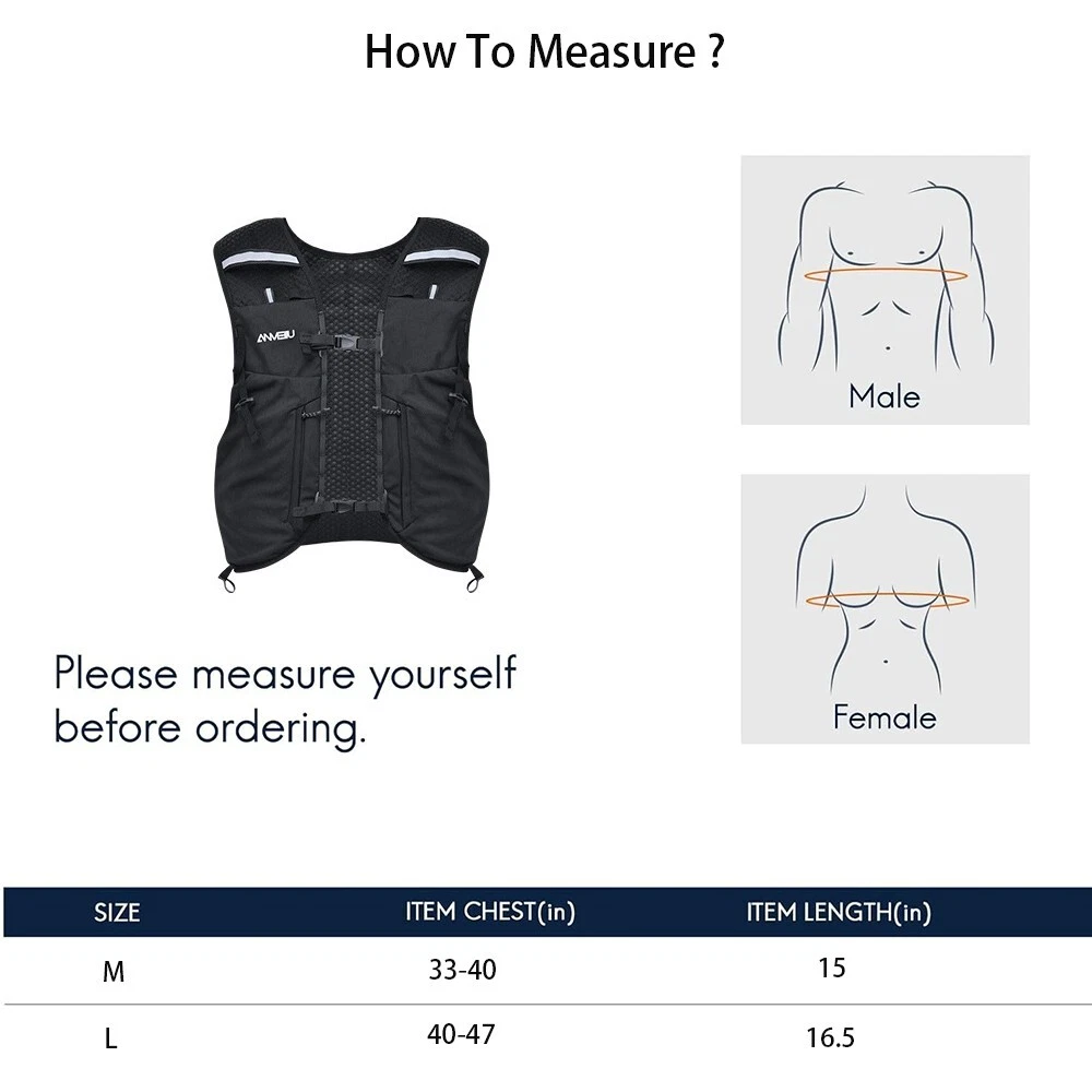 5L Running Hydration Vest Pack Lightweight Hiking Triathlon Running Black L - Picture 5 of 7