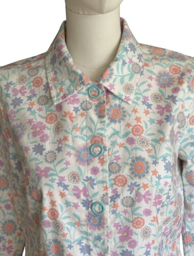 Sigrid Olsen White Floral Collared Snap Up Jacket with Pockets Women's Sz S - Picture 5 of 11