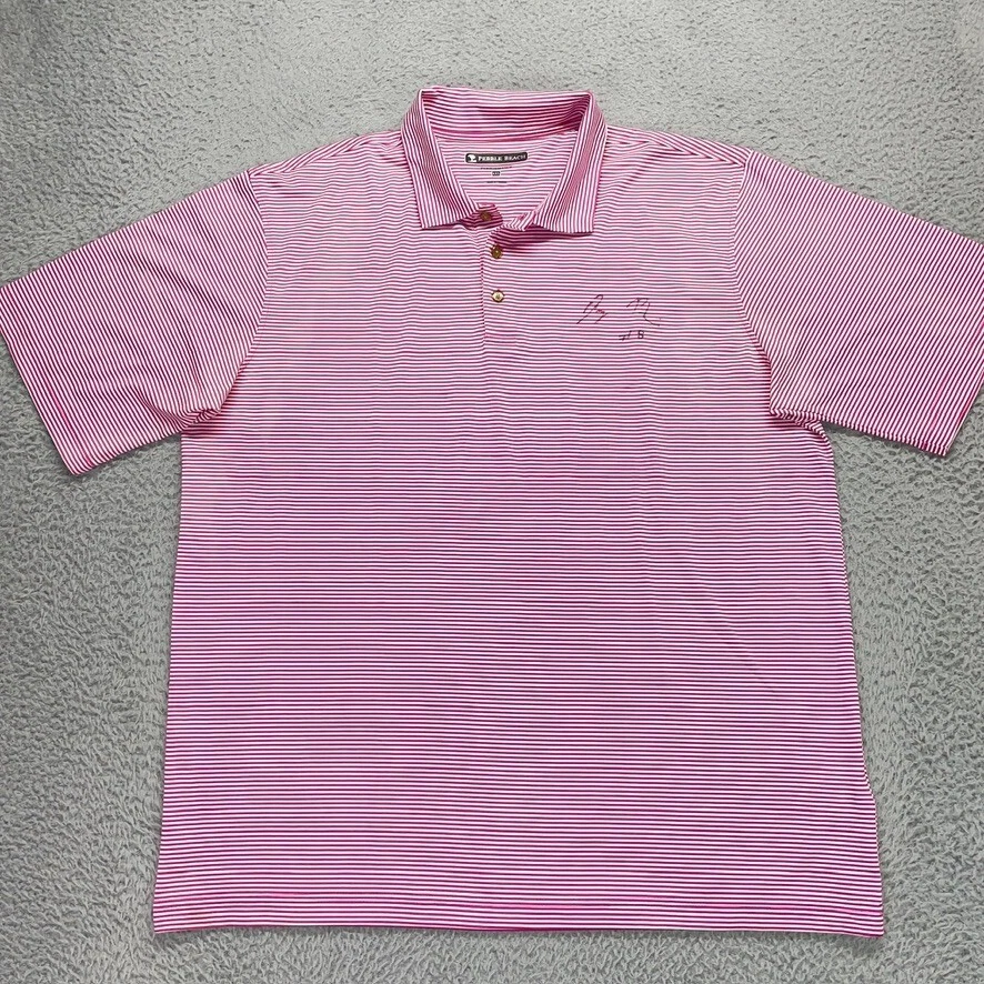 Camisa polo de golf Pebble Beach Performance rosa a rayas manga corta para hombre 2XL XXL Foto 2 de 4