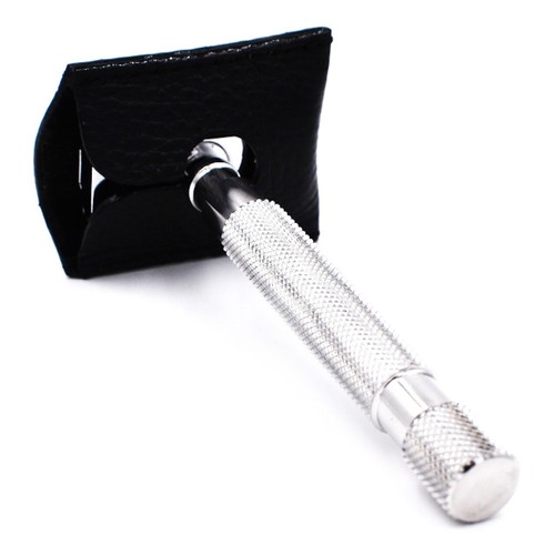 Black Parker Genuine Leather Double Edge Safety Razor Protective Travel Cover - Picture 2 of 4