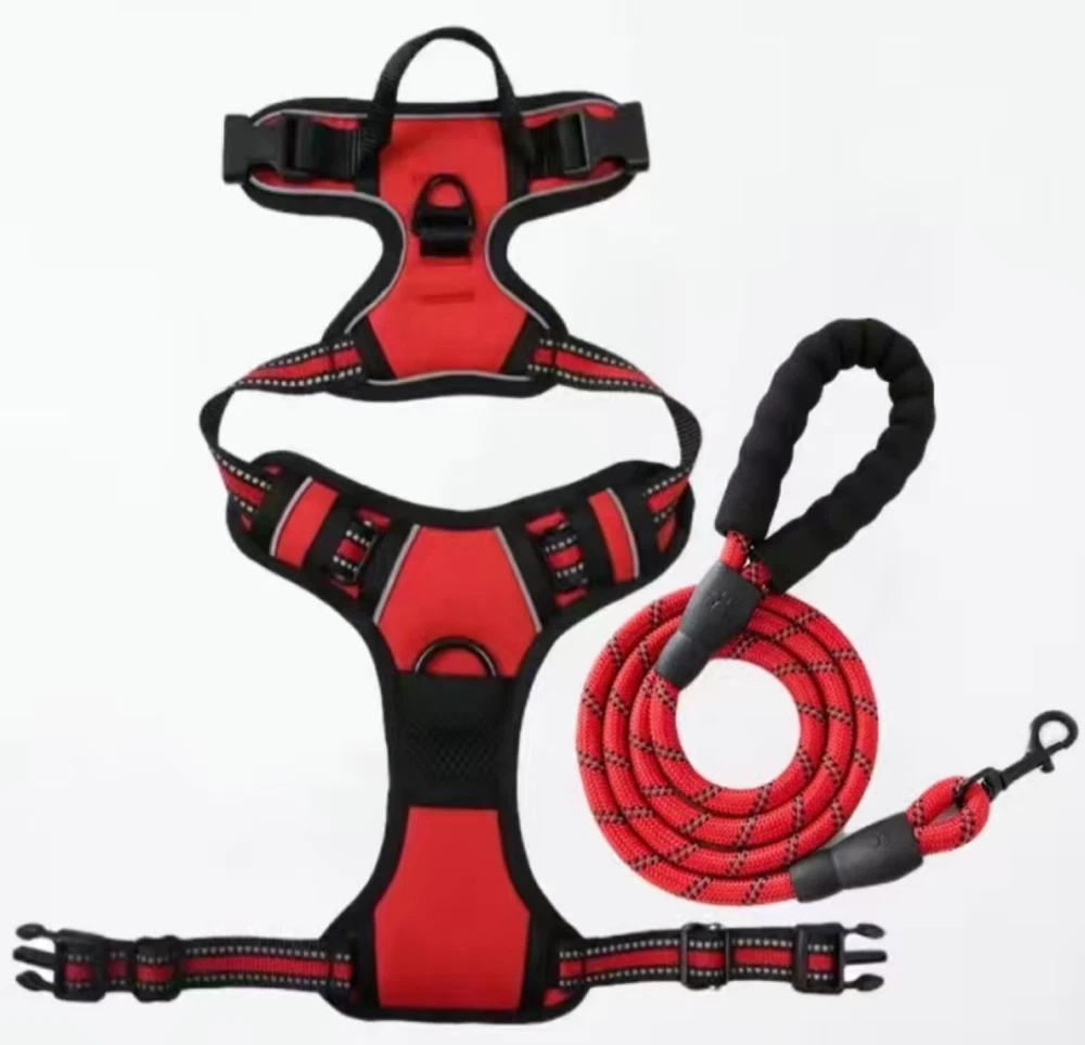 Dog Harness & Training Leash No Pull Control Adjustable Large Handle Heavy Duty